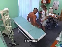 looks like this seductive doctor tricks her athletic patient into wild fun