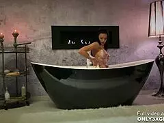 Classy Shalina Devine toys anal in bathtub