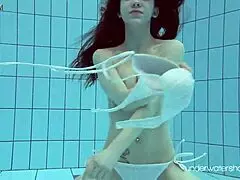 Roxalana Dives Naked Into The Pool, Her Wet Body Glistening Under The Czech Sun Outdoors.