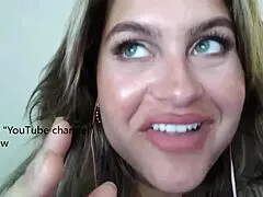 Listen to sexy ASMR whispers while she chews gum, guiding you to cum in POV.