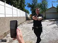 Kenzie Madison catches a dirty cop and screws him in the car