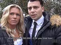 Curly Blonde Enjoys Sex While Cuckold Groom Watches