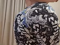 i'm dancing in gym clothes, shaking my huge bbw ass on the chair